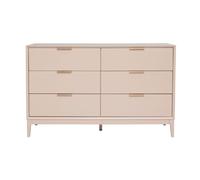 Commode rose poudré et métal doré 6 tiroirs L120 cm GIANA