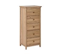 Commode Rustique avec 5 Tiroirs Meubles de Rangement Armoire Bois Clair Salton