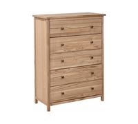 Commode Rustique en Bois avec 5 Tiroirs Meubles de Rangement Salon Bois Clair Sa