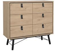 Commode RY - 6 Tiroirs - Décor Chêne - L101,8 x P40,1 x H94,8 cm