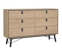 Commode RY - 6 Tiroirs - Décor Chêne - L150,3 x P40,1 x H94,8 cm