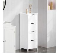 Commode Salle de Bain WOLTU - Armoire Rangement 4 Tiroirs - 30x30x82cm - Blanc W0ITT5204