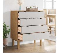 Commode salon - Commode OTTA Marron et blanc 76,5x39,5x90 cm - Bois de - Pin massif - Assemblage requis（4286）