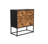 Commode SANTJAGO BLACK SUN L 63 x 34 x 70 cm 3 tiroirs sapin massif hjh LIVING Couleur Bois Foncé G
