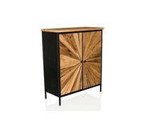 hjh LIVING Commode en Bois Massif, Double Porte SANTJAGO Black Sun XL Armoire Haute pour Salon Chambre Couloir, Rangement 80 x 34,5 x 94 cm