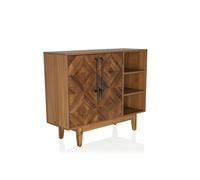 Commode SANTJAGO WOOD L 95 x 32 x79,5 cm 2 portes 3 compartiments sapin massif hjh LIVING Couleur Bois Foncé G