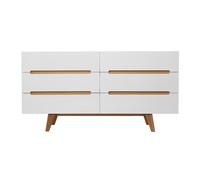 Commode scandinave finition blanc laqué brillant 6 tiroirs L160 cm MELKA