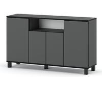 Commode scandinave Sideboard bois 140x80x35 pour le salon, l'entrée ou comme commode chambre à coucher - Design minimaliste - Haute qualité Gris Mat