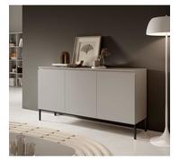 Commode - SELSEY - Bemmi - 150 x 35 x 75,5 cm - 3 portes - Gris-beige