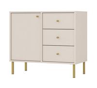 Selsey Commode Oktio 73,9 x 83,6 x 40,8 cm - Buffet Rangement pour Salon/Chambre/Entrée - Meuble Bas Salle à Manger Moderne - 3 Tiroirs à Rails - Panneau Laminé Durable - Pieds Métalliques Dorés