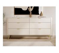 Commode - SELSEY - OVAL - 6 tiroirs - Beige mat - 171,7 x 38 x 83,6 cm