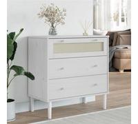vidaXL Commode SENJA aspect de rotin blanc bois de pin solide Blanc