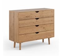 Commode Simona Avec Tiroirs 110x40x90 Cm En Bois Massif Huile Chêne Naturel