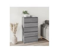 vidaXL Commode Sonoma 823022 – 5 tiroirs, armoire de rangement moderne, gris