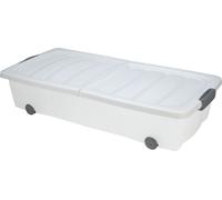 Commode sous le lit avec fermeture à clapet blanc - 40 litres - Coffre de rangement à roulettes Coffre à jouets sous le lit