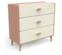 Commode SUZIE - 3 tiroirs - Couleur Chêne et Abricot - L86,9 x P39,6 x H88,5 cm - DEMEYERE