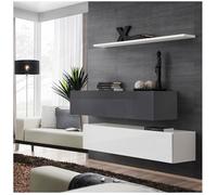 Commode - Switch SB II - 2 bancs TV - 1 étagère - Blanc et graphite - Modèle 2