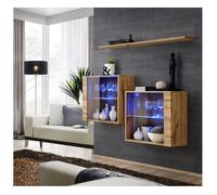 Commode - Switch SB III - 2 vitrines LED - 1 étagère - Bois