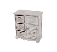 Commode / table d'appoint / armoire, 3 paniers, 1 tiroir, 60x30x63cm, shabby, vintage, blanc