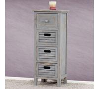 Commode / table d'appoint / armoire, 4 tiroirs, 30x25x74cm, shabby, vintage gris