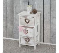 Commode / table d'appoint Forli / armoire, 3 tiroirs, 55x29x25cm, shabby, vintage blanc