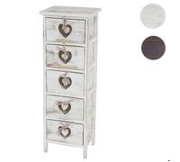 Mendler Commode / table d'appoint / armoire Forli, 5 tiroirs, 86×29×25 cm, shabby vintage blanc