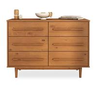 Commode TECCA L 111 cm avec 6 Tiroirs en Bois Massif Coloris Chêne, Meuble de Rangement pour Vêtements Design Scandinave