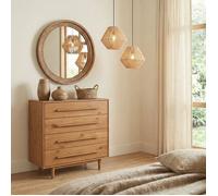 IDIMEX Commode TECCA L 80 cm avec 4 Tiroirs en Bois Massif Coloris Chêne, Meuble de Rangement pour Vêtements Design Scandinave Naturel, Tiroirs Spacieux, Poignées Noires Style Moderne Robuste