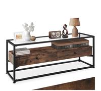 Commode - TECTAKE - Buffet bas MAIDENHEAD en bois et acier avec 2 tiroirs 121,5 x 41,5 x 50,5 cm - Bois foncé