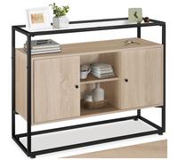 Commode - TECTAKE - Buffet OLDHAM en bois et acier avec 3 étagères 100 x 38 x 805 cm - Bois clair