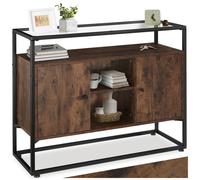 COMMODE DE CHAMBRE - TECTAKE - Buffet OLDHAM 3 Etagères en Bois et Acier 100 x 38 x 805 cm - Bois Foncé