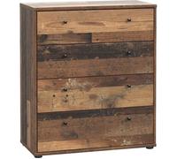 Commode TEMPRA - Effet Vieux Bois - 4 Tiroirs - L 73,7 × P 34,8 × H 85,5 cm