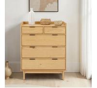IDIMEX Commode TEPERA L 74 cm avec 5 Tiroirs en Bois Massif Finition Laquée, Meuble de Rangement pour Vêtements Design Moderne et Naturel, Tiroirs Spacieux, Poignées en Métal Discrètes