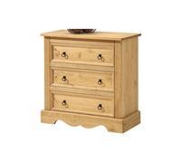 Commode TEQUILA, 3 tiroirs en pin massif finition teintée/cirée