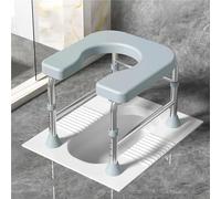 Commode Toilet, Stainless Steel U-Shaped Bath Toilet Chair, Bedside Commodes for Seniors, Adjustable Bath Board, Easy Clean/Store(GRAY)