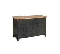 Commode Torof 6 tiroirs et 1 porte - 108 x 41,5 x 70,5 cm - Métal - Noir