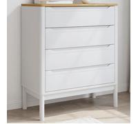 Commode - V GEBY - FLORO - Bois de pin massif - 4 tiroirs - Blanc