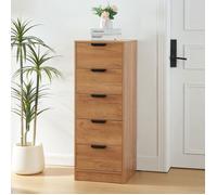[en.casa] Commode avec 5 Tiroirs Spacieux Meuble de Rangement Style Intemporel pour Salon Chambre Entrée Classeur pour Bureau MDF 108 x 40 x 40 cm Effet Chêne