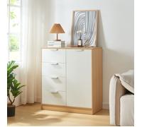 Commode Varkaus 90 x 80 x 40 cm effet chêne blanc