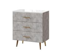 Vicco Commode Velia, Gris, 70x78.5cm avec 3 tiroirs
