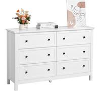 VEVOR Commode 6 tiroirs bois avec système coulissant et anti-basculement blanc