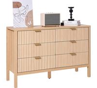 VEVOR Commode à 6 tiroirs cannelés en bois avec système coulissant bois clair