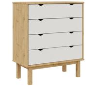 Commode - vidaxl - OTTA - Bois de pin massif - Marron et blanc - 4 tiroirs