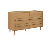 Commode vintage décor bois de chêne 6 tiroirs - L 120 x P 40 x H 75cm - Juliana