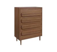 Commode vintage décor bois de noyer 5 tiroirs - L 80 x P 40 x H 113cm - Juliana