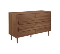 Commode vintage décor bois de noyer 6 tiroirs - L 120 x P 40 x H 75cm - Juliana
