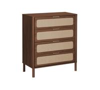 Commode vintage décor bois et cannage 4 tiroirs ETTA