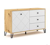 Commode - VIVALDI - BILBAO - 123 cm - chêne artisan / blanc - design