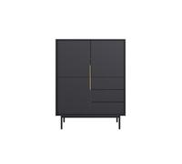 Commode - VIVALDI - VIVA 3D3S - Noir - 3 tiroirs - Design contemporain
