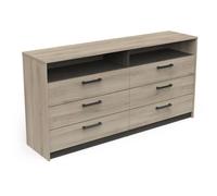 Commode - WATSON - 6 tiroirs - Chêne Kronberg / Chêne Waterford - 162,7 x 39,5 x 81,1 cm - DEMEYERE